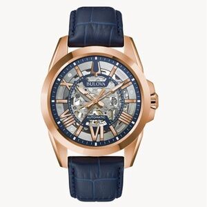Bulova Men's Blue and Gold Watch